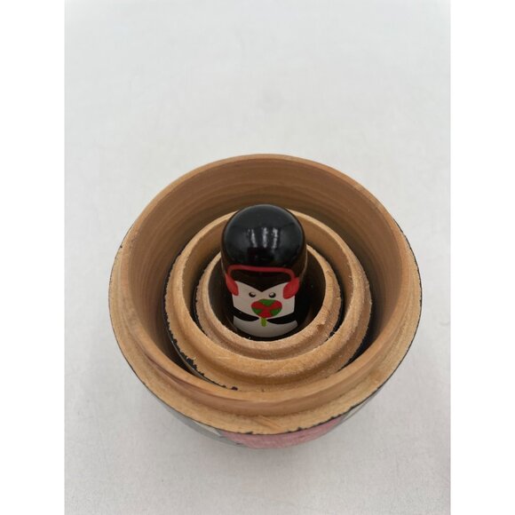Penguin Nesting Dolls Set Of 5 Hand-Painted Wooden Matryoshka Gift - Picture 7 of 10